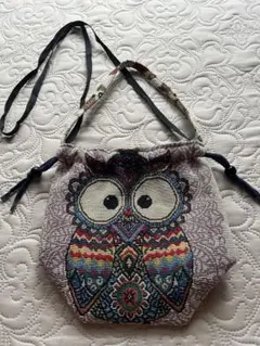 フクロウ刺繍柄 ショルダーバッグ　ポシェット