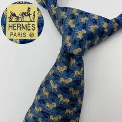 【極美品✨】エルメス ネクタイ ネイビー 総柄 スカーフ柄 ゾウ 高級シルク 極美品✨】エルメス ネクタイ ネイビー 総柄 スカーフ柄 ゾウ 高級
