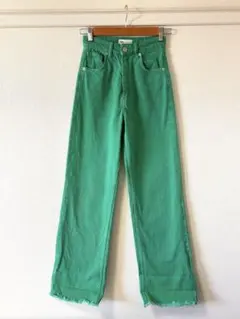 ZARA ハイウエスト カラーデニム（グリーン）