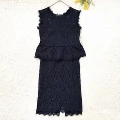 美品✨ダリアル　東原亜希さん着用　パーティドレス　M 紺　大人上品　フェミニンのサムネイル