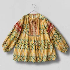 極美品　長袖ブラウス　エスニック　民族　インド製　レトロ　ボタニカル　コットン
