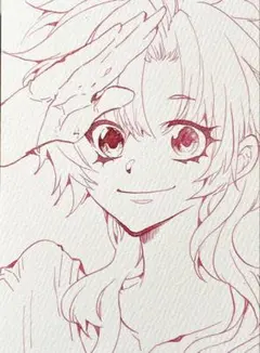 ペン画のイラスト原画　ハガキサイズ