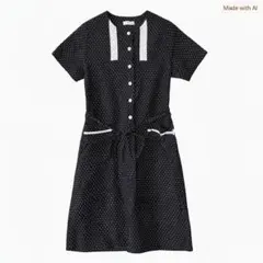 未使用 SALAD CLUB ドット柄レース半袖ワンピース M