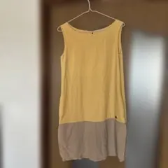 FOXEY イエロー/ベージュ ノースリーブひざ丈ワンピース