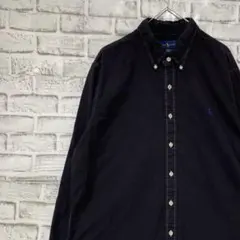 ラルフローレン長袖シャツ！ブラックXL ロゴ刺繍 0303