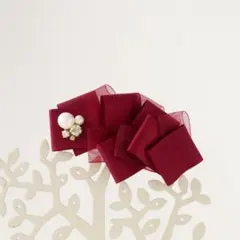 【894】シフォン×リボンバレッタ ボルドー