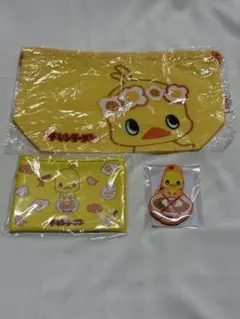 日清 チキンラーメン ひよこちゃん　ランチ巾着　ミニポーチ　ラバーキーホルダー