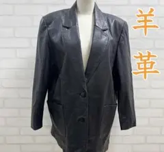 ★美品★ 羊革 ブラック ダブルボタンジャケット