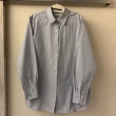 青と白のストライプ 長袖シャツ UNIQLO 美品 オーバーサイズシャツ
