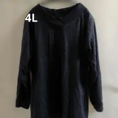 大きいサイズ4Lブラック Vネック 長袖ニット