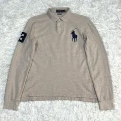 ラルフローレン 現行QRタグ ビッグポニー 長袖ポロシャツ ベージュ Mサイズ