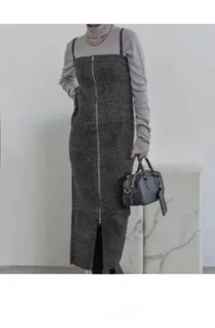 JEANASIS 2WAY ラメニットベアワンピース　ニットワンピース グレー