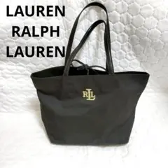 希少✨ LAUREN RALPH LAUREN黒 レザーナイロントートバッグ