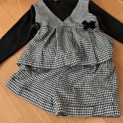 petit main 110cm チェック柄トップスとショートパンツセット