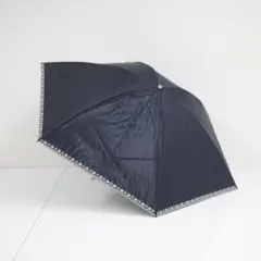 日傘 折りたたみ 晴雨兼用ブラオ 刺繍 スカラップフリル ネイビー UV