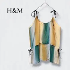 .H&M キャミソール ノースリーブ ブラウス　シアー　リボン カラフル　夏のサムネイル