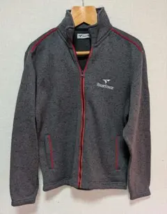 ツアーステージ メンズ 裏起毛フルジップジャケット グレー×レッド ゴルフ 防寒