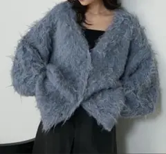 シャギーニットVネックカーディガン