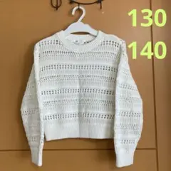 H&M エイチアンドエム　春ニット　新品同様　メッシュニット　白　シースルー