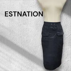 ESTNATION ネイビー系タイトスカート 前面ポケット付きのサムネイル