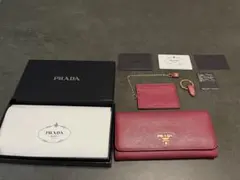正規品　PRADA 定番長財布 サフィアーノ NERO ピンク