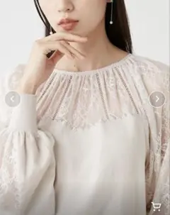 SNIDEL スナイデル　レースドッキングニットプルオーバー