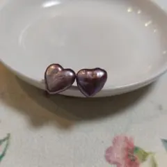 美品　希少カラー　本真珠　淡水ハートバロックパール　ピアス