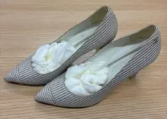 CHANEL シャネル ストライプ柄 パンプス ハイヒールのサムネイル