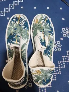 植物柄キャンバススリッポン