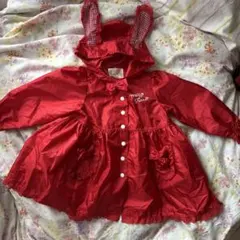 美品　メゾピアノ　レインコート　赤　ウサギ耳付き
