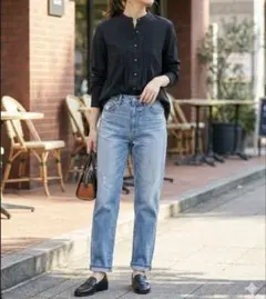 ユナイテッドアローズ　長袖シャツ　Ｍ　長袖ブラウス　ブラック　ノーカラー　シャツ