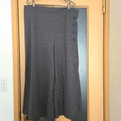 ダークグレー チェック柄 ガウチョパンツ★大きいサイズ