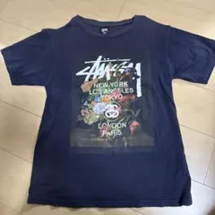 Stüssy フラワーグラフィック Tシャツ ネイビーSサイズ