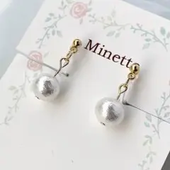 Minette☆093　コットンパール　ノンホールピアス　イヤリング　ピアスのサムネイル