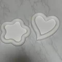ハート型　お花型　 ホワイト　石膏プレート　ジェスモナイト