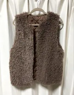 新品未使用　spraypremium 裏キルトプードルファーベスト　ブラウン