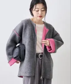 美品☆CIAOPANIC TYPY☆ダブルジップ配色ヤクライクニットジャケット