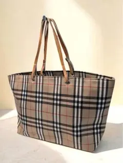 BURBERRY バーバリー ノバチェック 舟形トートバッグ ナイロン レザー