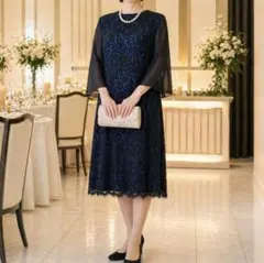 【未使用】東京ソワール 総レース フォーマルワンピース ブラック 黒 44