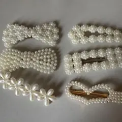 パール装飾ヘアピンセット 6個