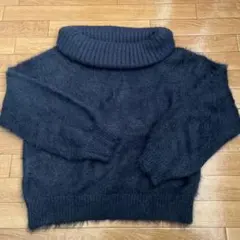 レディース　ニット　セーター　タートルネック　ネイビー