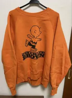 PEANUTS チャーリー・ブラウン スウェット M オレンジ　GUコラボ商品