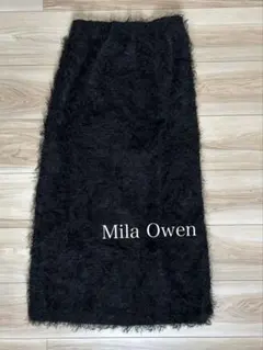 Mila Owen 後ゴムフリンジジャカードストレートスカート ミラオーウェン