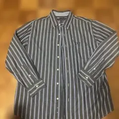 CHAPS シャツ　ストライプ　青　ブルー　黒　ブラック　Lサイズ