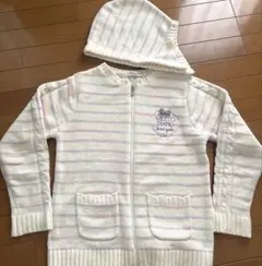 メゾピアノジュニア　フード付きモールカーディガン