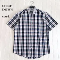 ...FIRST DOWN ファーストダウン 半袖 チェックシャツ L メンズのサムネイル