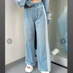 GYDA GD SIDE 2ラインカットデニムワイドパンツ アイスブルーのサムネイル