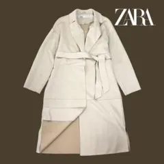 03T203☆ ZARA スウェード調 ロングコート イトアウター 春秋 M