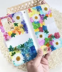 押し花で作る手帳型スマホケース　全機種対応