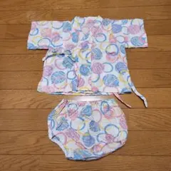 ベビー　甚平　浴衣　セットアップ　白地　水風船柄　80サイズ